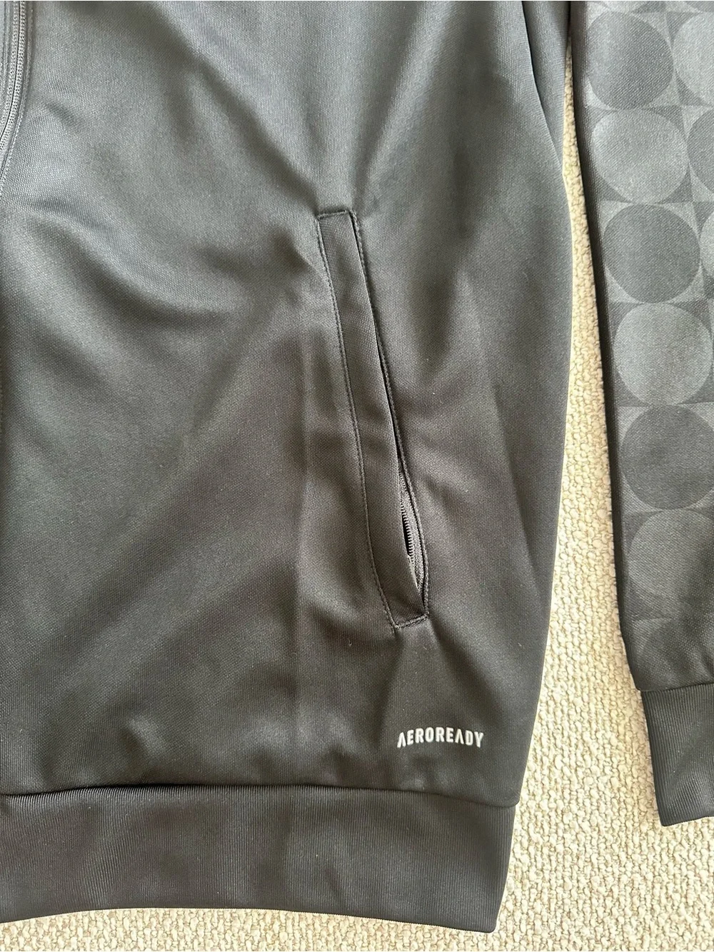 Adidas Rich Mnisi Black Jacket with Multicolor Camo Left Sleeve